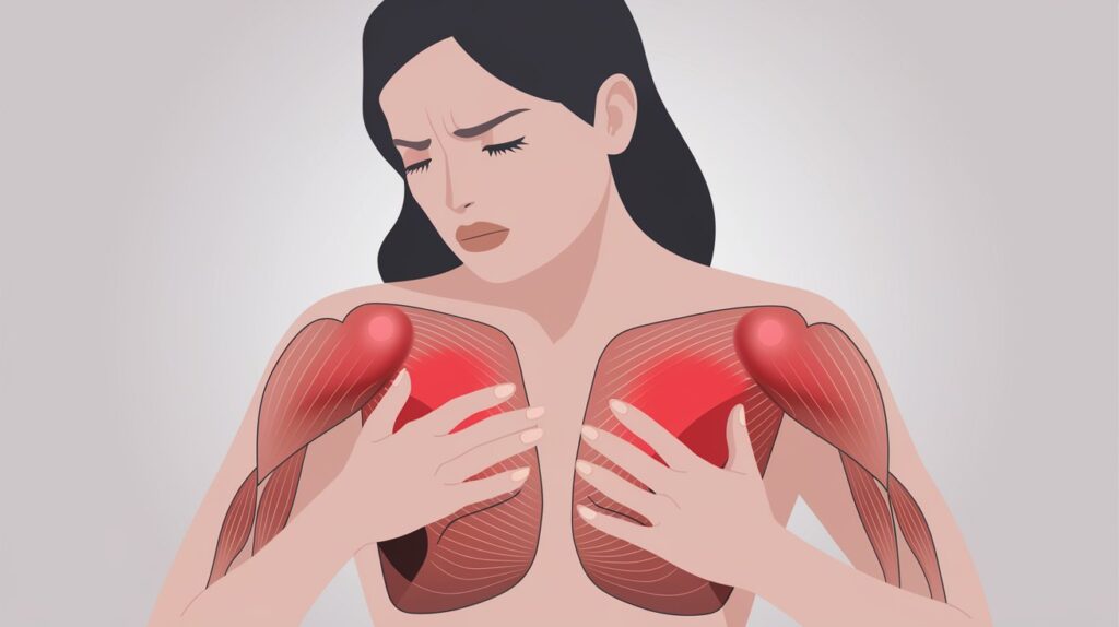 Female pectoral muscle pain symptoms